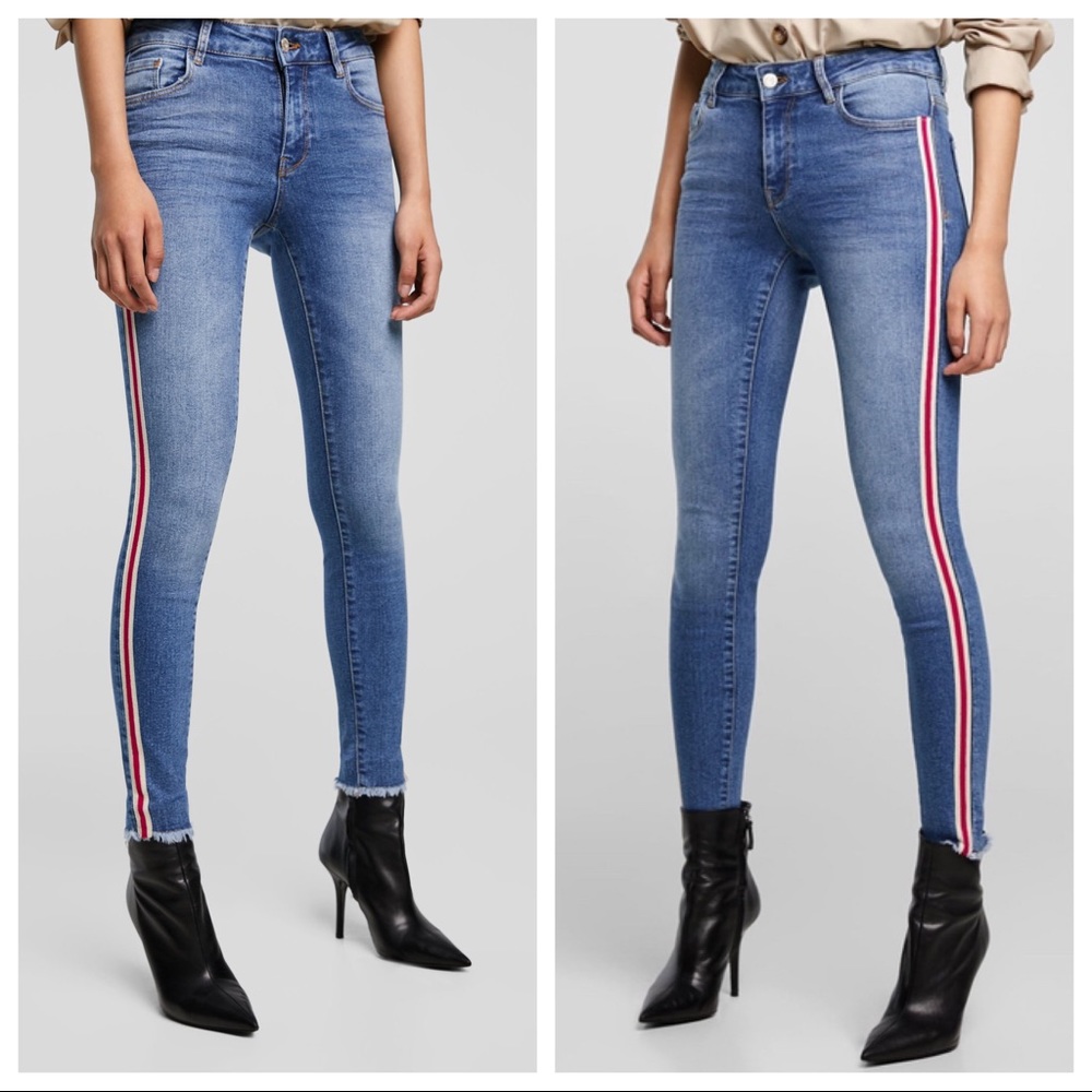 NWT. Zara Z1975 Jeans with sides stripes. Size 10.